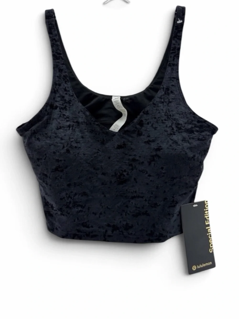 Lululemon Black Crushed Velvet Align Crop Tank Size 12